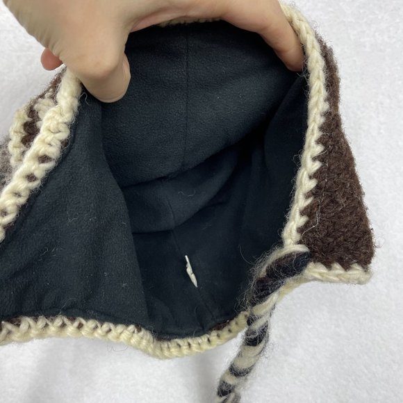 Nepal 100% Wool Fair Isle Knit Fleece Lined Trapper Beanie One Size Warm Chunky - Picture 5 of 8